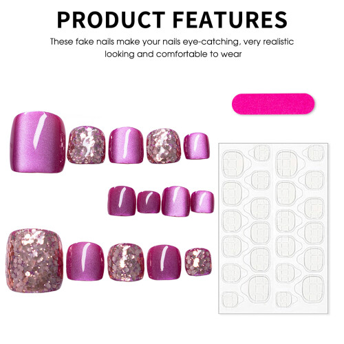 (S) Mauve Cat Press-on Nails - Reusable & Long-lasting 1