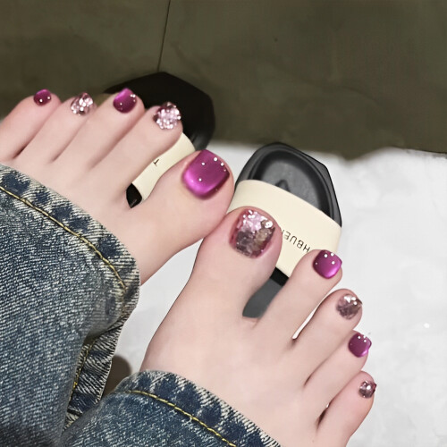 (S) Mauve Cat Press-on Nails - Reusable & Long-lasting 2