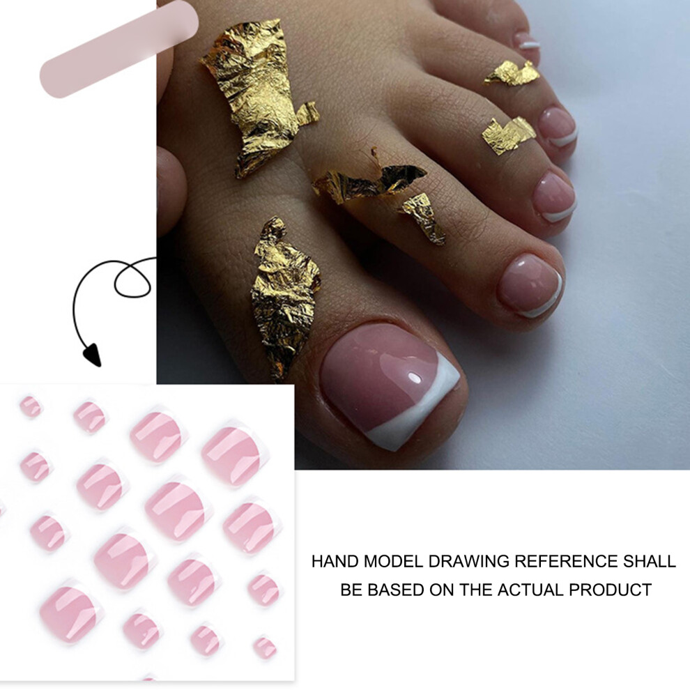 Creation-3C 24Pcs French Nude Fake Nails With White Edge