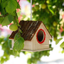 Red Pine Bird House with Hanging Design Durable Feeding & Resting Station