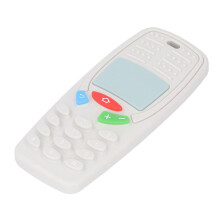 Gioco di dentizione in silicone a forma di telefono per bebé, morbidissimo da mordere, bianco latte