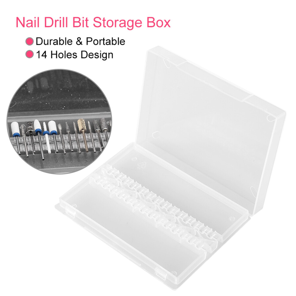 Transparent 14-Hole Nail Drill Bit Case