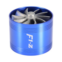Car Air Intake Turbonator Single Fan Turbine Super Charger 64mm Blue