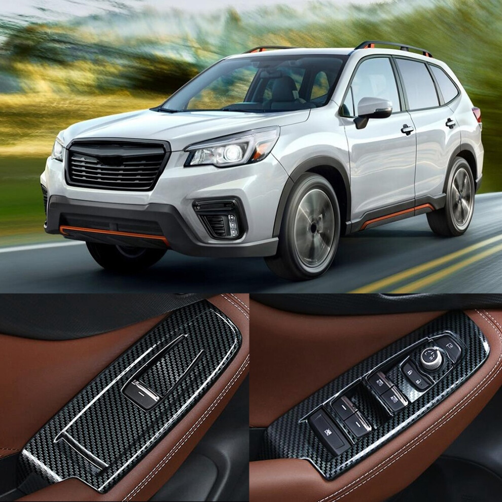 4Pcs Car Door Armrest Switch Cover For Subaru Forester Sk 2019 Carbon Fiber 9441389298014