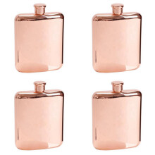 4X Rose Gold 6 Oz Acero Inoxidable Vodka Cadera Hip Frasco para Botellas de Alcohol Licor Botella de Whisky Padrinos de Boda Regalos con Embudo