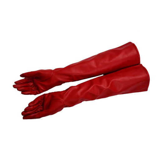 3X Par de Luvas Compridas de Couro PU Vermelho Elegante e Cor SóLida para Mulheres 1