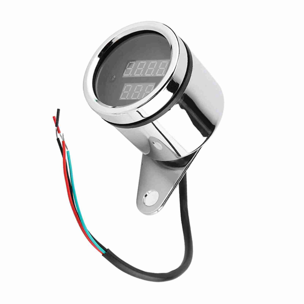2 In 1 Motorcycle Led Digital Voltmeter Tachometer Gauge Â 12V Silver 6911393236843