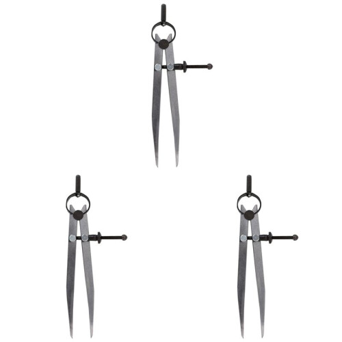 3pcs 6 Inch Adjustable Lockable Steel Divider Wing Leather Compass
