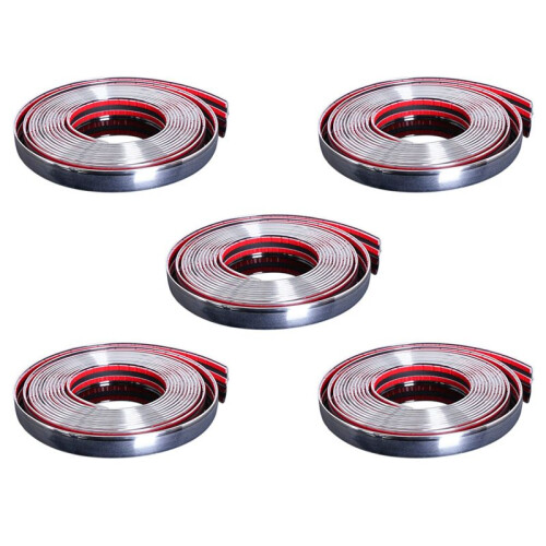 5piezas 20Mm 5M Chrome Car Styling Mold Strip Trim Autoadhesivo Crash Protector Van 1