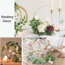 30 PCS 12 Zoll GroßEs Metall-Blumen-Reifen-MittelstüCk für Den Tisch, Goldener Kranzring mit 30 PCS-HolzhalterstäNdern, Reifenringe