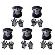 Halloween Mask Scary Skull Chin Mask Skeleton Gloves for Performances, Parties, Dress ,Festivals(15 Pieces/Set)