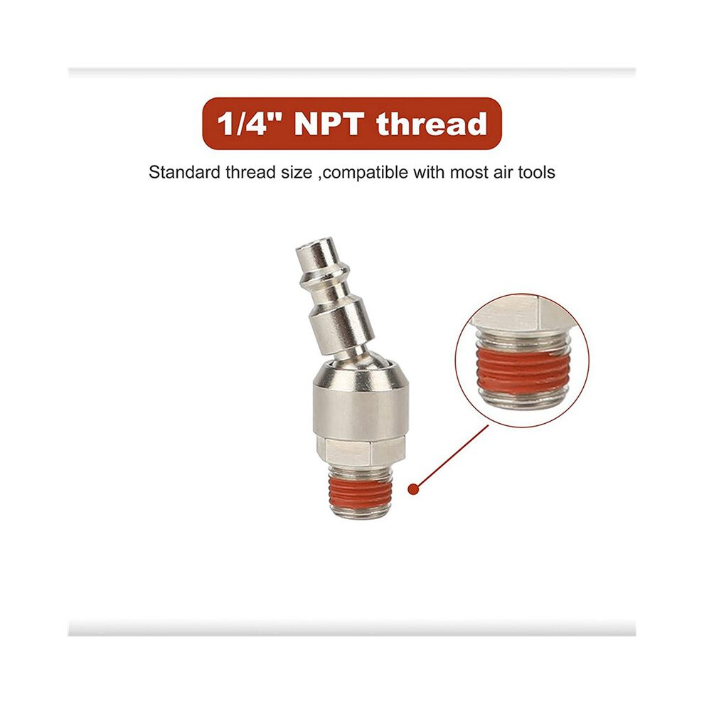 10Pcs 1/4 Inch Swivel Air Plug, Air Tool Fittings, 1/4 Inch Npt Male Industrial Swivel Plug, 1/4 Inch Air Fittings 4712552184188