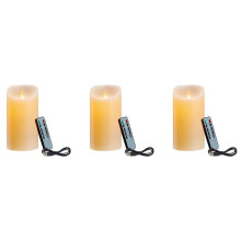 3X LED Candles, Flickering Flameless Candles, Rechargeable Candle, Real Wax Candles with Remote Control,12.5cm A
