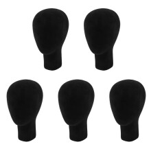 5X Polystyrene Foam Mannequin Face Model Wig Holder Eyeglass Glasses with Base Bracket - Black, 35cm