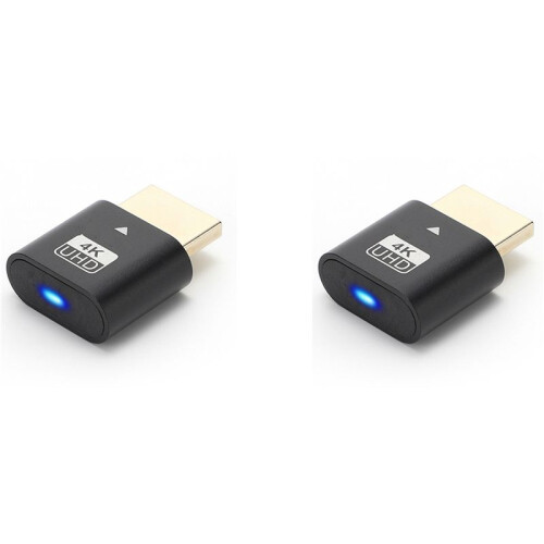 2X -Compatible 4K Dummy Plug with LED Light for  Cards, Desktop/Laptop Vistual Display Adapter C
