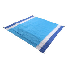 Waterproof Foldable Picnic Mat 200x210cm Oversized Blue/White Stripes