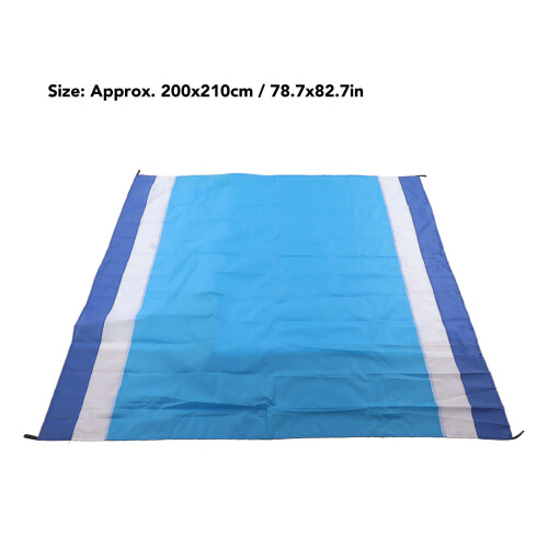Waterproof Foldable Picnic Mat 200x210cm Oversized Blue/White Stripes 1