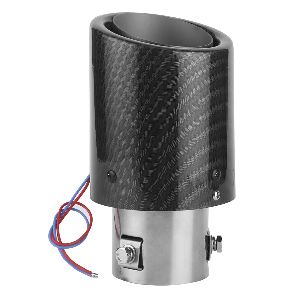 Carbon Fiber Exhaust Tip With Led 1.4-2.5In, Light/Blue 4601393170880