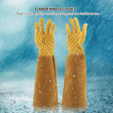 Rose Pruning Leather Gloves Waterproof Long Puncture Proof (Yellow, M)
