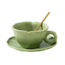 Cană de cafea ceramică cu margine florală, 220 ml