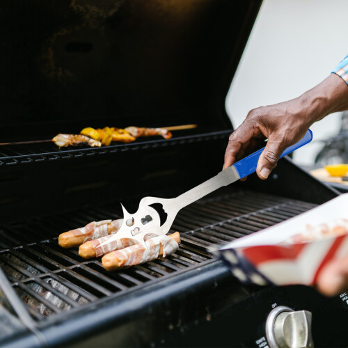 Πιρούνι ψησίματος BBQ από ανοξείδωτο ατσάλι 6 σε 1 350x78x1,5 χιλ. με μακριά ξύλινη λαβή 2