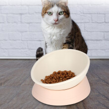 Tilted Pet Bowls for Dogs & Cats, White, 17cm Diameter, Adjustable