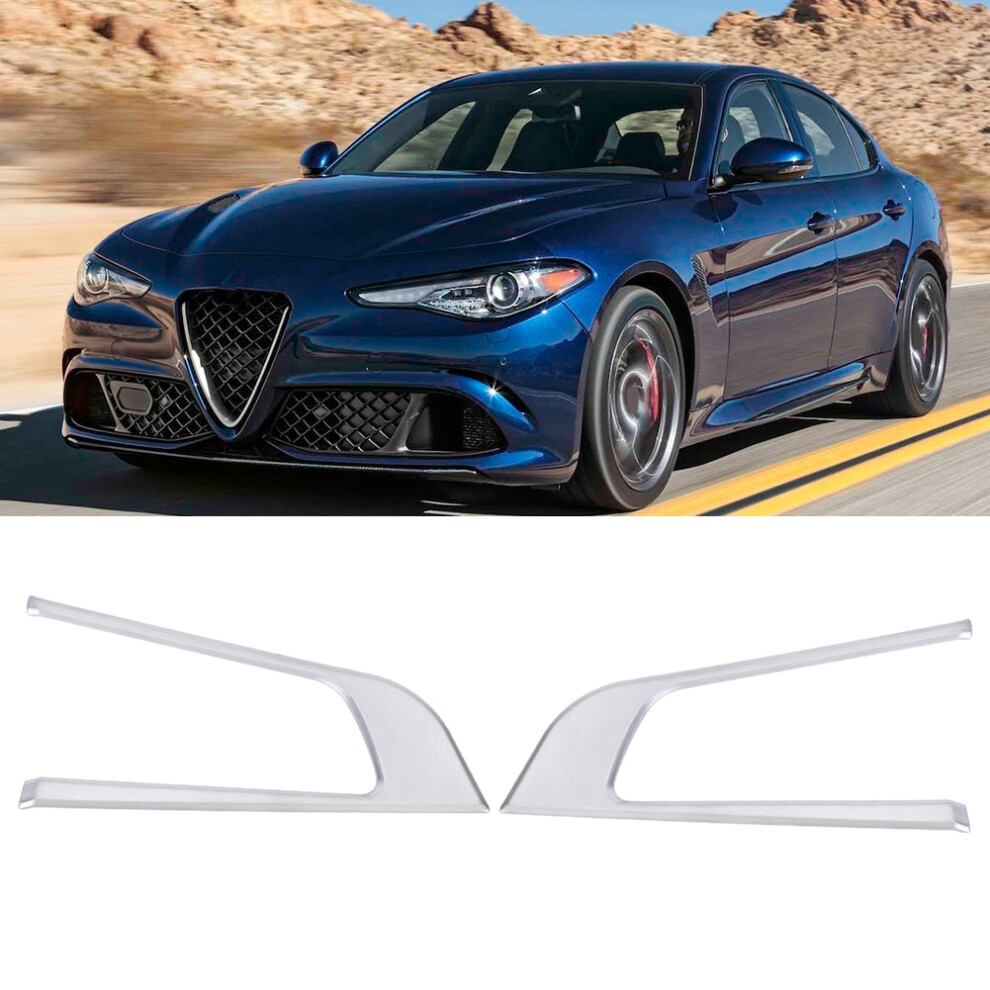 2Pcs Car Steering Wheel Trim Fit For Alfa Romeo Giulia 2017 Silver 5051389303140