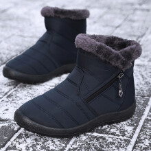 (Blue, 39) Women\'s Fleece-Lined Snow Boots, Zipper, Warm Winter Ankle Boots