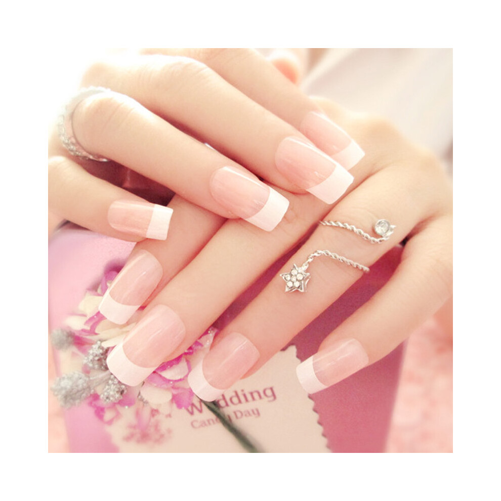 Phui-Pet-Supplies 24Pcs French False Nails W/Glue, Wedding Party Tips