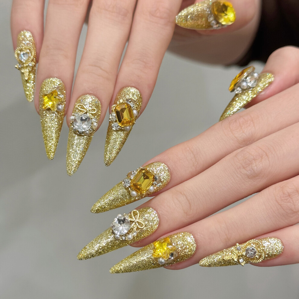 Roc-Electron Gold (M) 12Pcs Glitter False Nails For Women