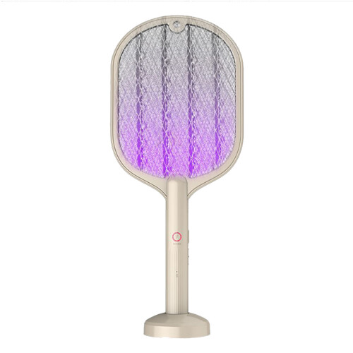 Electric Fly Swatter USB Charging2in1Fly Killer Racket with3Layer Mesh for Home Use White