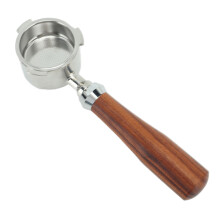 Cesta de extracción de espresso de alta calidad sin presión, mango ergonómico de madera para portafiltro sin fondo, filtro de acero inoxidable de