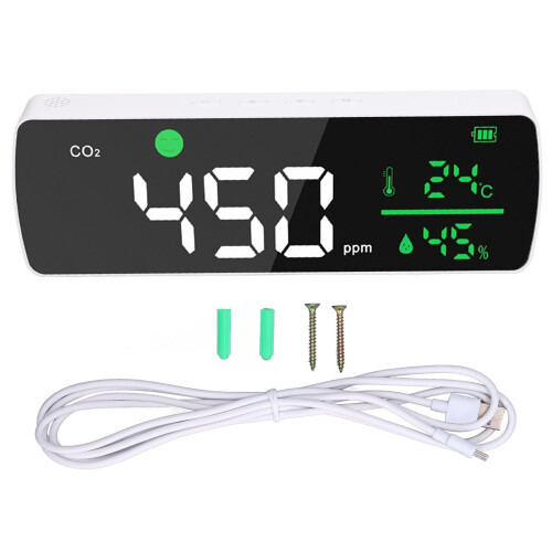 Monitor CO2 cu senzor infraroșu, 400–5000 ppm, USB