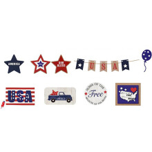 Set de decoruri patriotice din lemn cu tăvi de 4 iulie