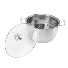 Stainless Steel Steam Pot28cm with Glass Lid