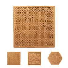 Wooden Jigsaw Puzzle for Adults Fractal Labyrinth Chain Design Hard Brain Teaser Color Matching