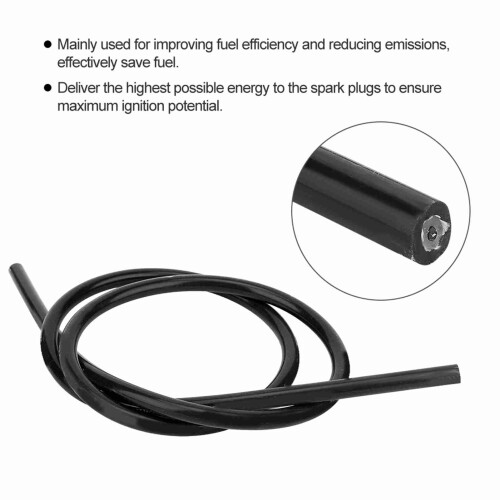 8mm Silicone Spark Ignition Cable 100cm Black Car Auto Accessory 2
