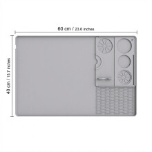 (Gray 2 in 1 Set) Anti-Slip Silicone Coffee Mat - Home & Office