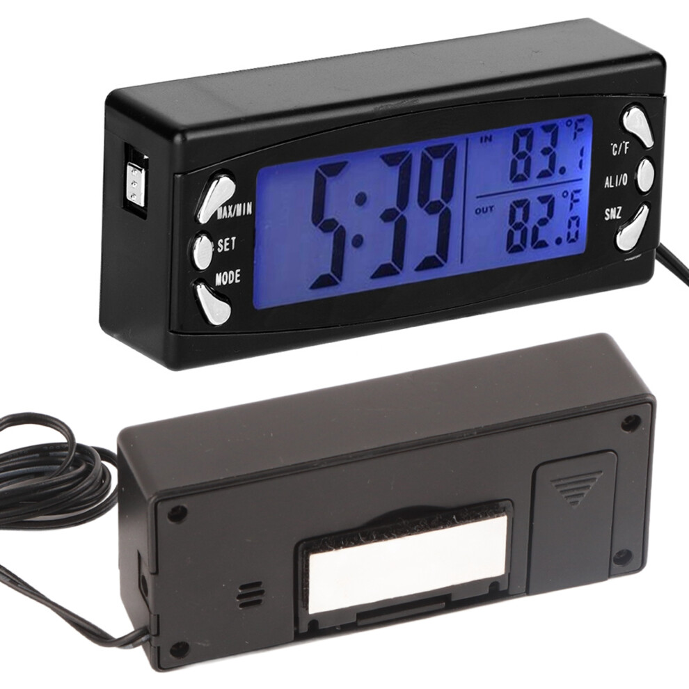12V Digital Car Thermometer Clock Lcd With Alarm & Temp Display 4041393208136