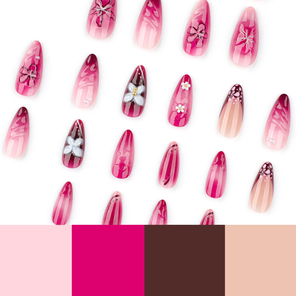 Creation-3C 3D Flower French Ombre Reusable Fake Nails