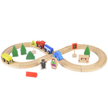 Multifunctional Wooden Train Track Set for Kids, 12 Bent + 8 Straight Pieces