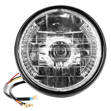 Universal 7in Motorcycle Headlamp, Black, Yellow Light, Durable