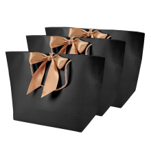 10pcs Black Paper Gift Bags with Gold Handles, 5 Sizes for Jewelry Makeup and More