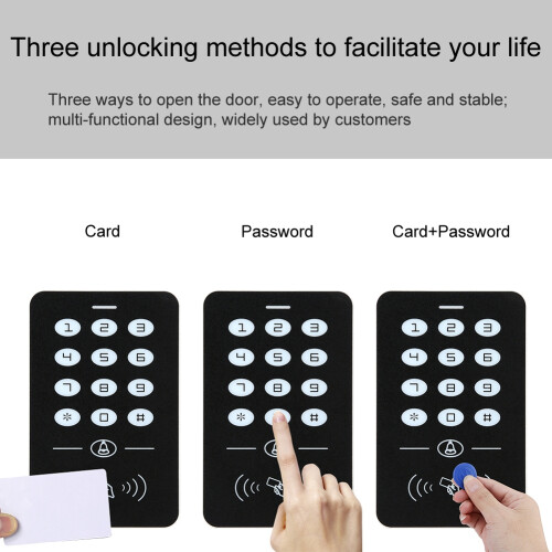 RFID Door Access Control System A1, 1000 Cards, Waterproof Black + Silver