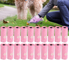 20 Rolls Pink Pet Waste Poop Bags, 25x12.5x2.5cm, Eco-Friendly