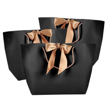 10pcs Black Paper Gift Bags with Gold Handles|5 Sizes, Customizable
