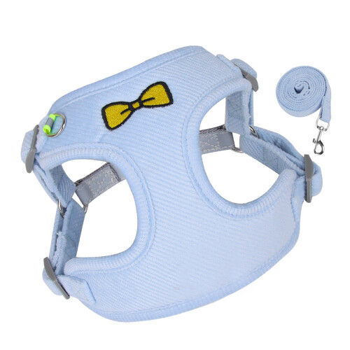 Small Dog Reflective Harness with Traction Rope, Blue M
