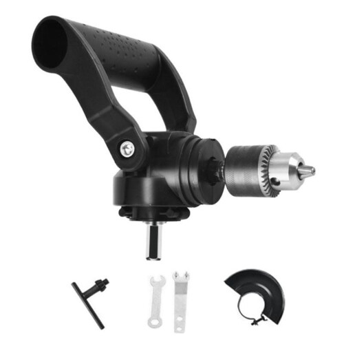 Right Angled Drill Attachment with 90 Degree Chuck and Handle for Woodworking