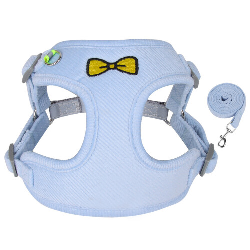 Small Dog Reflective Harness with Traction Rope, Blue M 1
