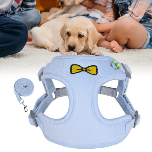 Small Dog Reflective Harness with Traction Rope, Blue M 2